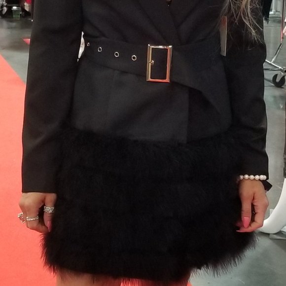 Feather Trimmed Blazer Dress - Picture 4 of 5